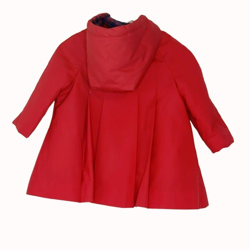 Vintage London Fog Girls 24m Hooded Red Pleated Fleece Sherpa Lined Coat Jacket - Picture 2 of 6