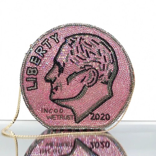 Dollar Diamond Dinner Bag Handmade Dotted Diamond Round Coin Style Bag clutches - Picture 17 of 25