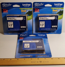 3 PACK GENUINE BROTHER TZe-231 12mm 1/2" LABEL CASSETTE BLACK PRINT WHITE TAPE
