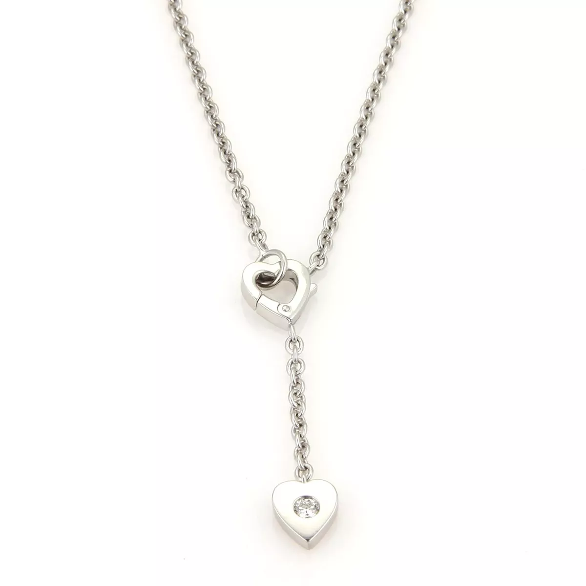 4953 Cartier Mon Amour Diamond 18k White Gold Hearts Lariat