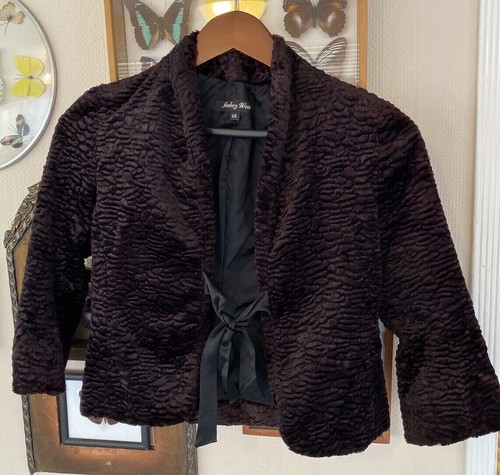 MONKEY WEAR GIACCA elegante in velluto bambina taglia 14 anni pelliccia sintetica XL - Foto 1 di 9