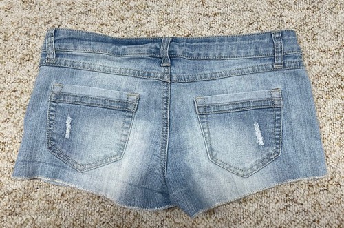 Blue Asphalt Jean Women's sz 7 Booty Shorts Distressed Stretch Blue (waist 32") - Picture 3 of 21