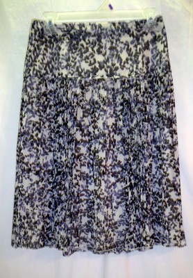 Buy Ann Taylor Black White Floral Pleated Drop Waist 100 Silk Flare Full Skirt Sz 0 Online