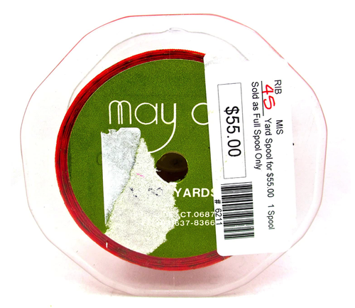 May Arts Gold Star Ribbon,Sheer Red,Polyester.2" x 45yds. USA Made - Picture 3 of 3
