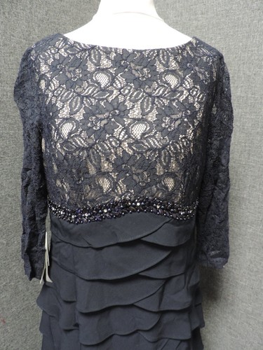 Eliza J 3/4 Sleeve Beaded Tiered Dress navy UK 14 RRP £140 Ln131 FF 20 - Picture 3 of 6