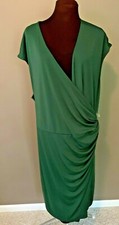 Wrap Dress Womens 3X Green Tie Knee Length Cap Sleeve Gathered NEW Lark & Ro