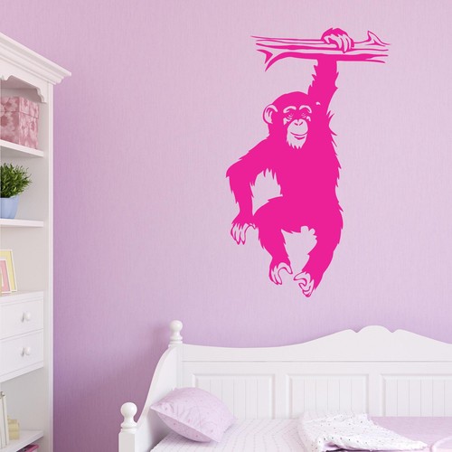 Mono colgante de rama chimpancé mono animal pegatina de pared calcomanía transferencia vinilo Reino Unido - Imagen 7 de 36