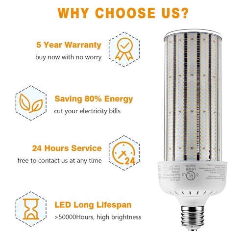 160W High Bay LED Corn Bulb Light 5000K E39 Mogul Base Equiv 500W MH/HPS UL&DLC - Picture 9 of 9