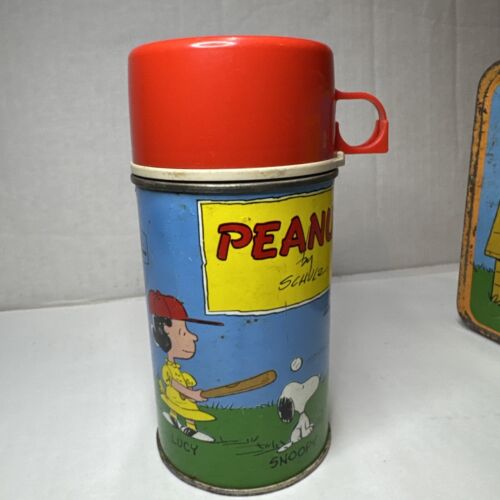 Peanuts Metall Brotdose Vintage 1959 Charlie Brown Sammlerstück Thermoskanne Set Hergestellt in den USA - Bild 11 von 20