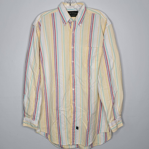 VTG Ralph Lauren POLO COUNTRY Vertical Stripe Pastel Button Down Shirt Medium - Picture 1 of 8