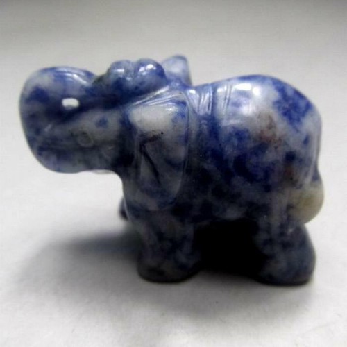 1.5"/23g Sodalite Elephant Handmade Stone Carving