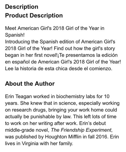American Girl of the Year LUCIANA by Erin Teagan SPANISH Version BRAND NEW - Imagen 3 de 3