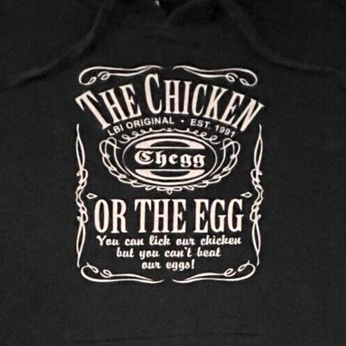 LBI Chegg Hoodie Mens Large Long Beach Island Funny Chicken or Egg Sweatshirt - Bild 2 von 8