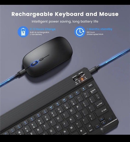 Wireless Keyboard Mouse For Android IOS Samsung Xiaomi Tablet Apple iPad Air Pro - Picture 16 of 20