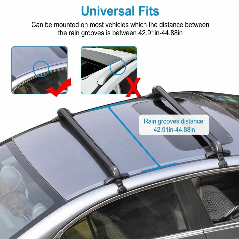For Nissan Altima 2007-2021 Sedan Roof Rack Cross Bars Luggage Carrier w/ Lock - Image 3 of 4