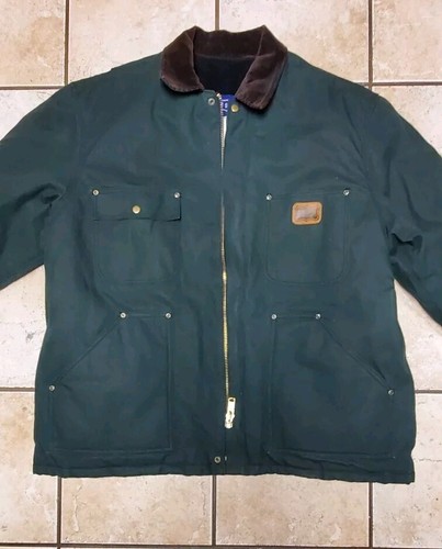 Abrigo chaqueta aislante de lona verde oscuro vintage BIG SMITH 2XL para hombre - Imagen 8 de 10