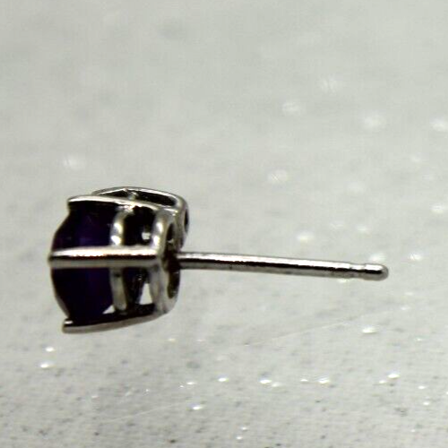14k Weißgold Rund Schliff AMETHYST & DIAMANT Ohrstecker - Bild 6 von 10