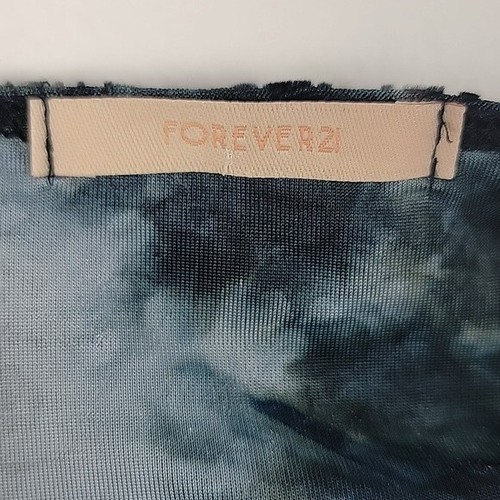 Forever 21 Blue Tie Dyed Textured Velvet Sleeveless Wide Neck Top S - Picture 5 of 9
