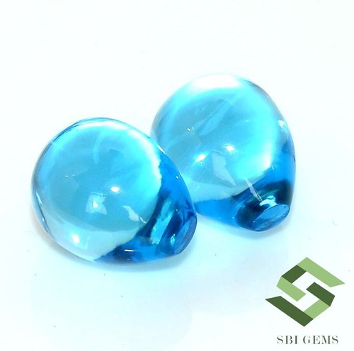 Par de lágrimas de topacio azul suizo natural 16x13 mm 49,73 CTS piedras preciosas sueltas - Imagen 2 de 7