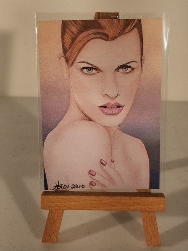 ACEO Original Sketch Card Signed Heidi - Mila Jovovich - Fifth Element - Leeloo - Picture 2 of 3