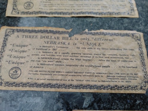 Nebraska Bank of De Soto Wildcat Three Dollar Note Centennial Reproduction 1850s - Picture 9 of 12