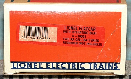 Lionel "O" - Black "Flatcar #16661 w/ Operating Boat" (Yellow/White) - New n Box - Picture 7 of 7