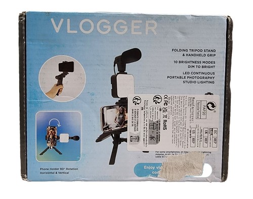 Smartphone Vlogging Kit Tripod Stand & Handheld Grip, Black - Picture 2 of 7