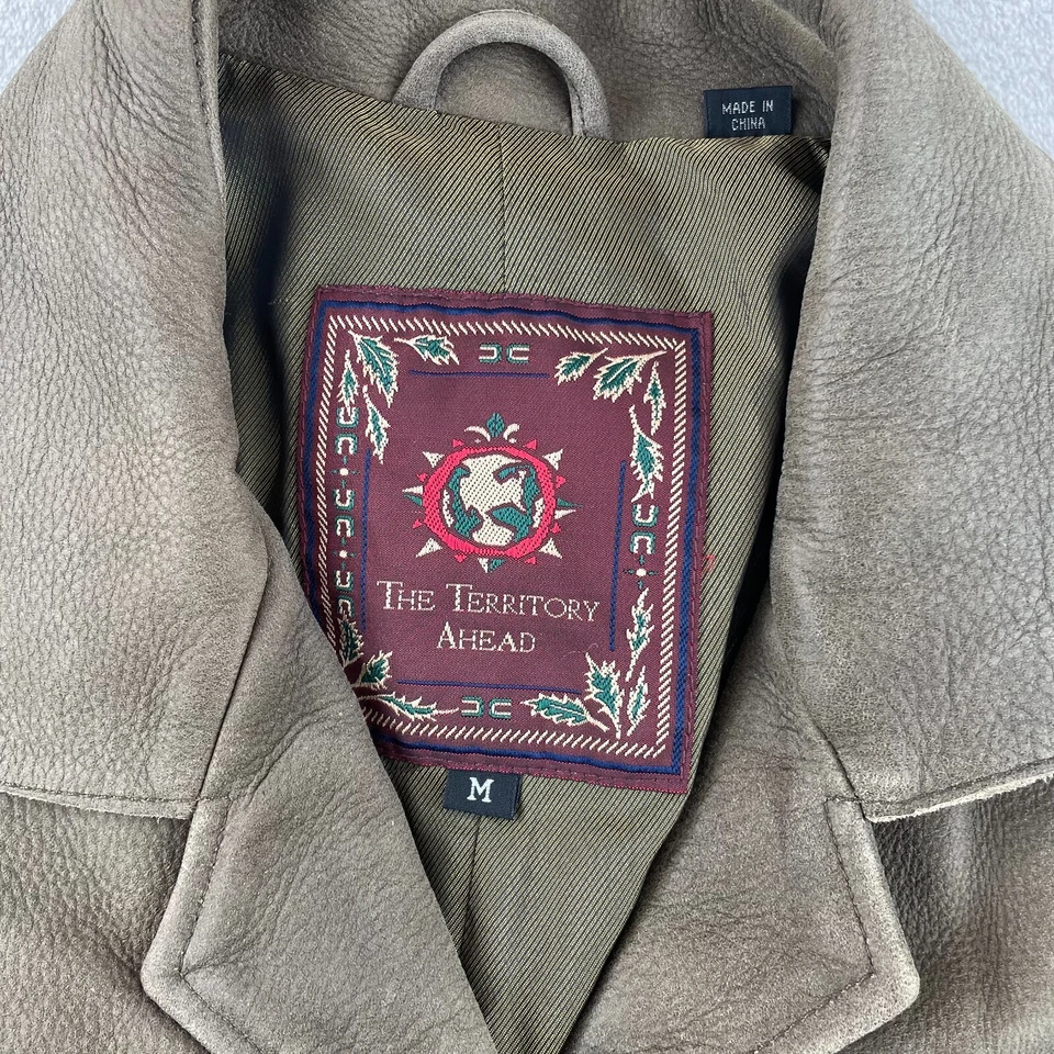 Vintage Territory Ahead Leather Jacket Coat Men Medium Brown 5 Button Front NWOT - Image 2 of 4