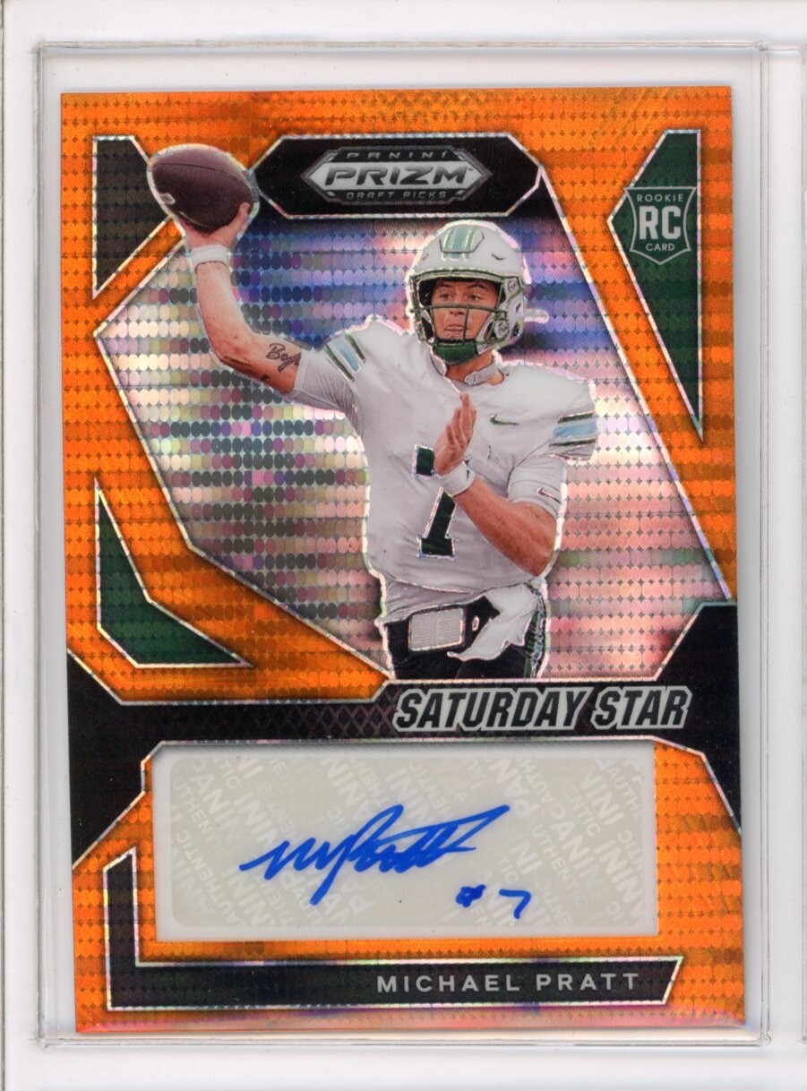 2024 Panini Prizm Draft Michael Pratt Orange Pulsar Auto #14/49