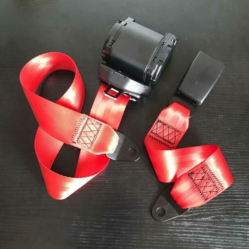 1Set Adjustable Retractable Red Car Seat Belt Lap Belt 3 Point Safety Universal - Bild 7 von 9