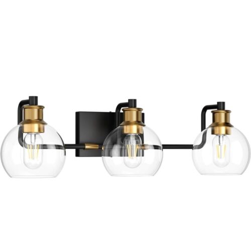 Black Gold Vintage Bathroom Vanity Light Fixtures Over Mirror Glass Globe - Picture 7 of 7