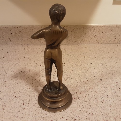 Estatua de latón vintage de niño tocando flauta ~ 9-1/2" de alto - Imagen 3 de 6
