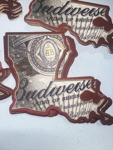 Posten Budweiser 20 staatliche Form Bierdeckel Louisiana & 4 Koozie Halter Koozies - Bild 8 von 12