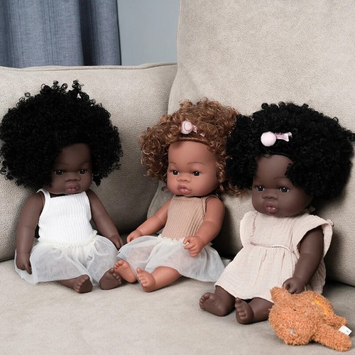 35cm Reborn Baby Doll Black Soft Vinyl Baby Dolls Girl Gift Doll Toy 14inch - Imagen 24 de 38