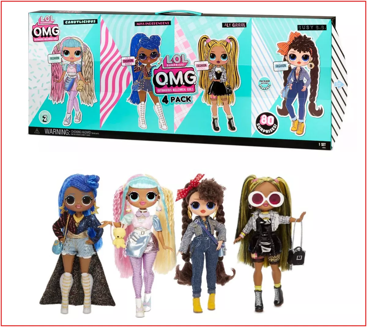 LOL Surprise OMG 4 Pack Series 2 Candylicious Miss Independent Alt Grrl  Busy BB