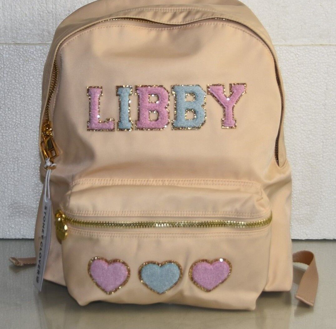 $265 NEW STONEY CLOVER LANE Classic Nylon Backpack Sand 8 PATCHES LIBBY  HEARTS