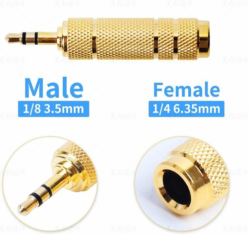 10X 6.35mm 1/4" Female to 3.5mm 1/8" Male TRS Stereo Audio Headphone Mic Adapter - Picture 19 of 21