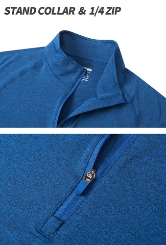 UPF50+ Men's 1/4 Zip Sun Block UV Shirts Long Sleeve Quick Dry Outdoor Fishing T - Picture 26 of 67