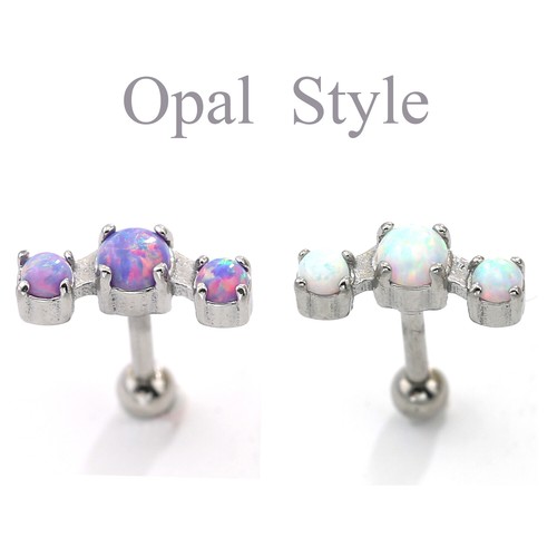 Opal Gem Lab Diamond Tragus Helix Cartilage Ear Piercing Ring Bar Stud Earrings - Picture 48 of 59