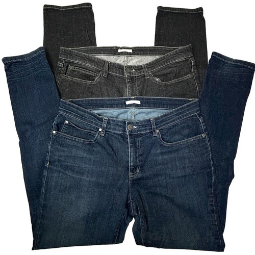 2 Eileen Fisher Organic Cotton Jeans Womens 12 34X31 LOT Denim Dark EXCELLENT