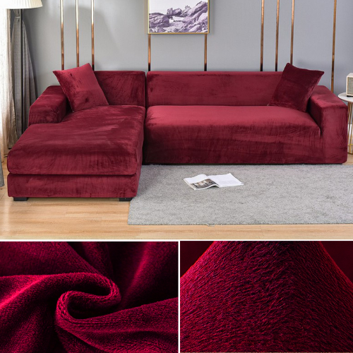 Samt Sofabezug dick elastisch 1/2/3/4 Sitzer L Form Ecke Stretch Bezug - Bild 14 von 35