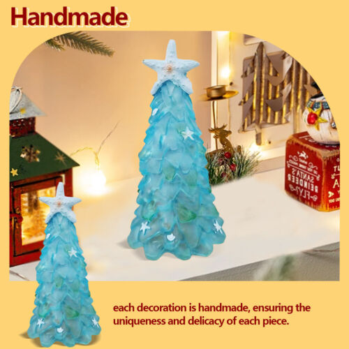 15cm Sea Glass Christmas Tree with Starfish for Birthday Party Gift (Sky Blue) - Picture 3 of 9