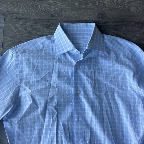 Ermenegildo Zegna Dress Shirt Mens 16-41 Blue Comfort Fit Workwear Preppy - Picture 10 of 10