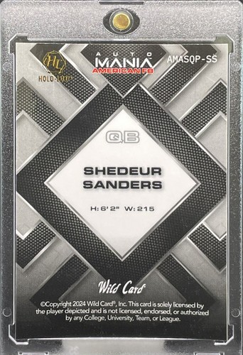1/3 SHEDEUR SANDERS 2024 Wild Card Auto Mania Rookie WHITE WAVE SSP Holo-Lux - 第 2/2 張圖片