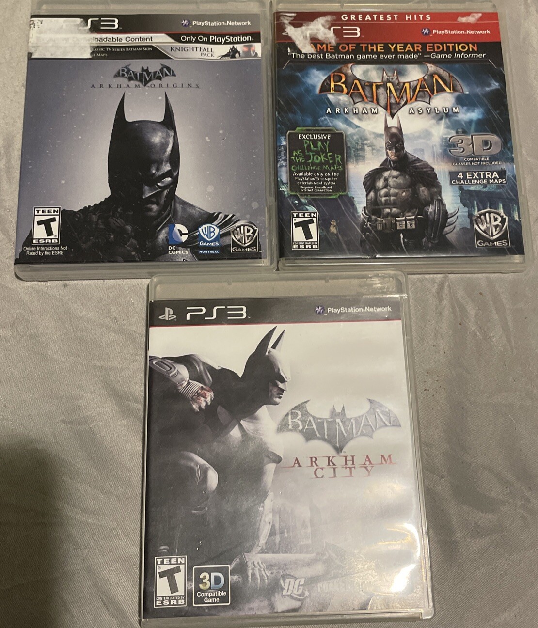 PlayStation 3 Batman Arkham City Arkham Asylum 3D Arkham Orgins eBay