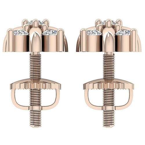 Designer Studs Earrings I1 G 0.30 Ct Round Diamond 14K White Yellow Rose Gold - Picture 5 of 10