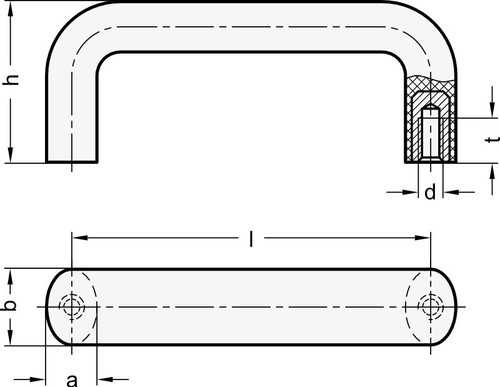 ELESA-Bügelgriff, bis 200°C Temperaturbeständig, Länge 86 mm / Gewinde M 6 - Bild 2 von 2