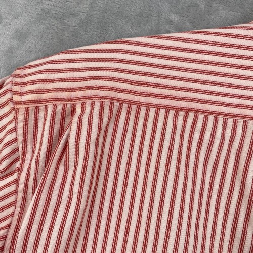 Thornton Bay Clothing Shirt Mens Large Red White Striped Button Up Long Sleeve - Picture 9 of 11