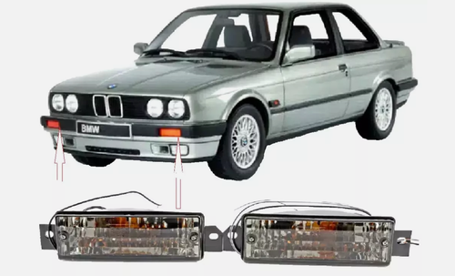 BMW 3 E30 1988-1991 TURN SIGNAL LAMP IN BUMPER SMOKE CRYSTAL LENS TUNING PAIR - Afbeelding 4 van 6