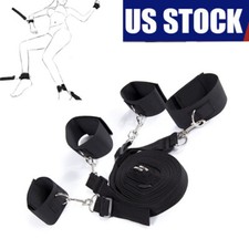 Bed Bondage with Nylon Handcuffs Ankle Cuff Bondage Strap Constraint SM Cosplay
